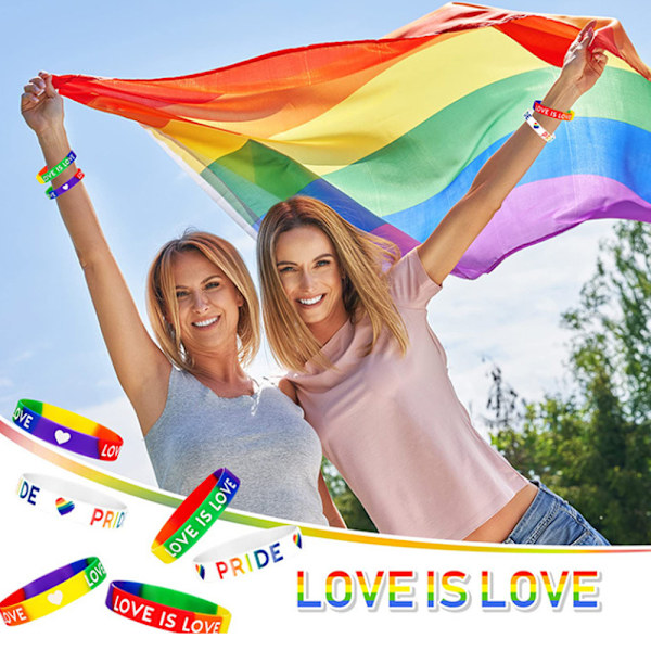 Fashionabel Pride-accessoar: Regnbågsfärgade silikonarmband för HBTQ-stöd, unika symboliska mönster på kvalitets-silikonmaterial, idealisk gåva för