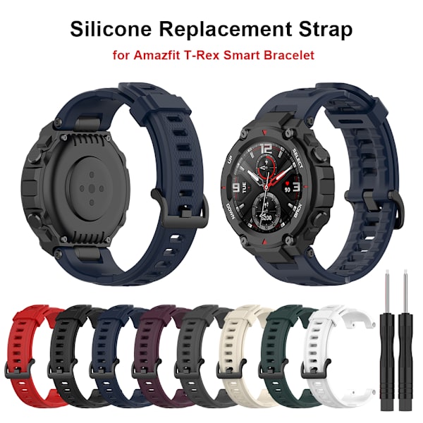 Silikonersättningsband för Amazfit T Rex Smartwatch Mjukt andningsbart armband Installationsverktyg
