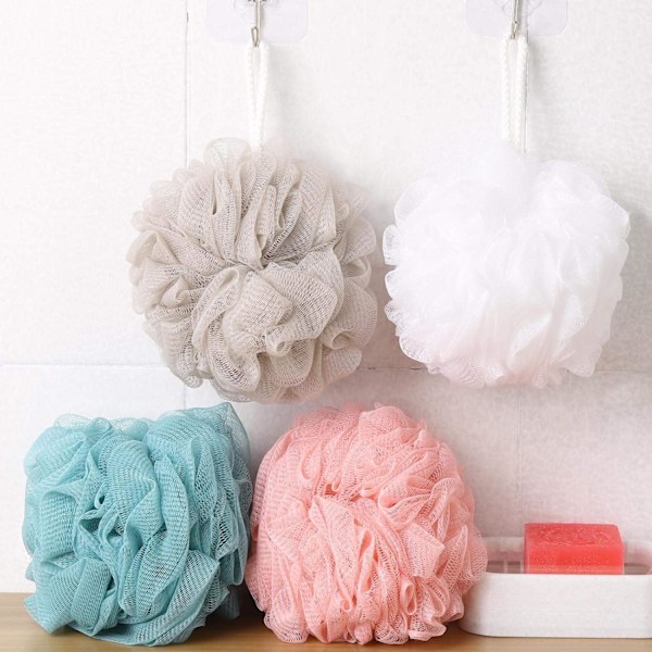 Rengör Hudens Porer och Exfolierar Badsvampar Loofahs, Högkvalitativt Puffnät För En Oöverträffad Duschupplevelse, 4-Delars Set Med Enkel Rengöring