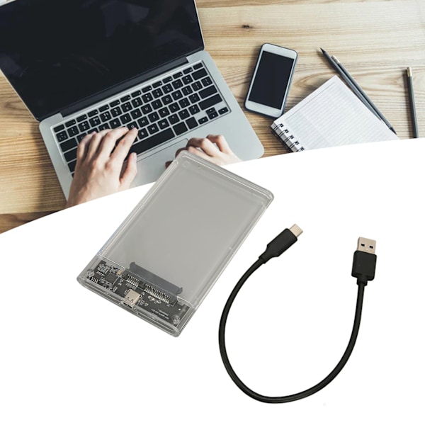 2,5-tums hårddiskkabinett Snabb överföring 5 Gbps Reptåligt externt HDD-fodral Adapter för 2,5-tums SATA-hårddiskar SSD