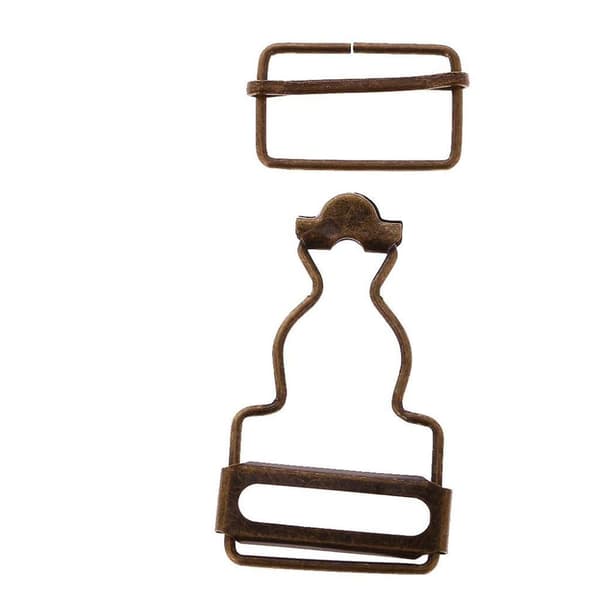 GETIT 2xSett med 6 selerfester/spenner kompatible med bukseseler 3,2 cm bronse