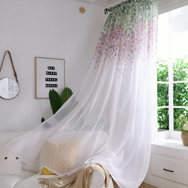 Polyester vindusgardin Valances Voile soverom stue dekor (lilla)