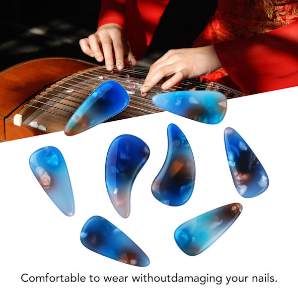 8 st Guzheng fingerpicks i silikonpolymer - Delikat, smidig yta, elastisk, professionell Guzheng nagelskydd i tidvattenfärger