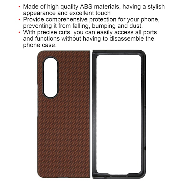 Telefonfodral Fällbar Mobiltelefon Skyddande Fodral Fullt Skydd för Galaxy Z Fold 3 Kolfiberstruktur Kaffe