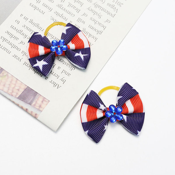 Patriotiska Husdjursflugor, Slitstarkt Bandtyg För Upprepad Användning, Justerbar Storlek på Halsband, Självständighetsdag Valpfluga Med Strass-stjärnor, Stilfull