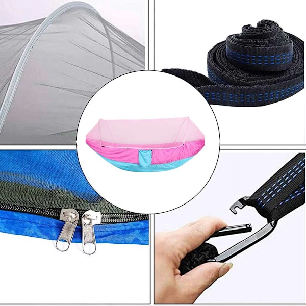 Campingkompis: Högfibrig Andningsbar Fallskärmsnylon Bärbar Hängmatta med Inbyggt Insektsnät, Snabbtorkande, För Utomhusäventyr