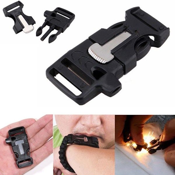 Högkvalitativt överlevnadskit för nödsituationer, utomhuscampingutrustning med eldstarter och kompassvisselpipa, perfekt för paracordarmband (6,1 cm x 5 cm)