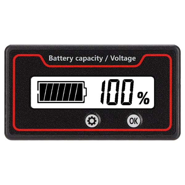 Batterimätare Ljuslarm LCD-display Säker Batterikapacitet Spänningsmätare för Elfordon 12‑84V