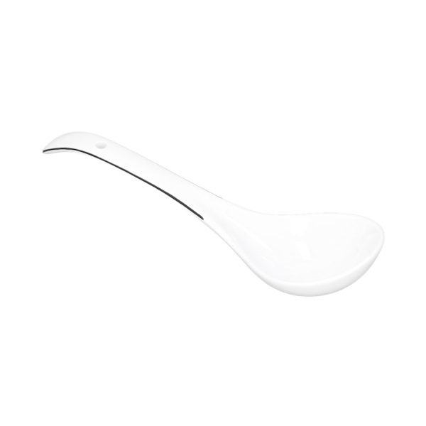 Stor porcelænsspoon Hvid Multifunktionel Langskaftet Keramisk Grødske til hjemmerestaurant