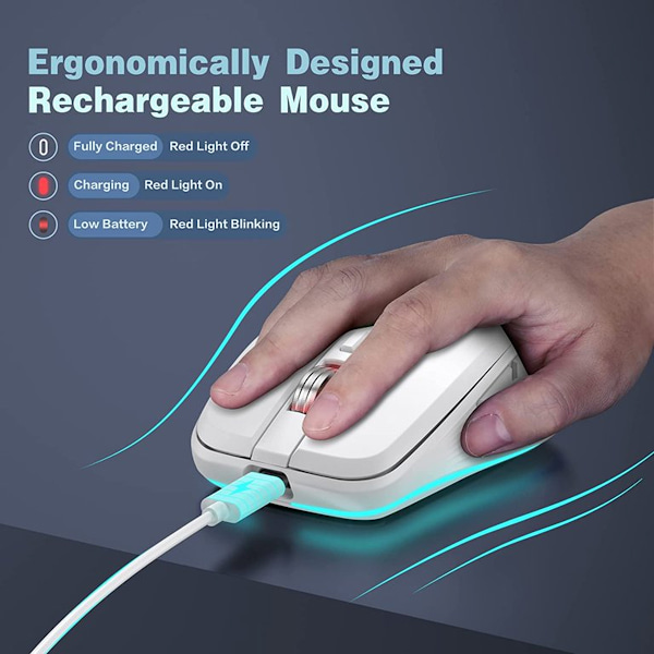 Gamingmus med trippelläge, programmerbara knappar, ergonomisk design för intensiva spelsessioner, professionell gamingmus med RGB LED-bakgrundsbelysning för
