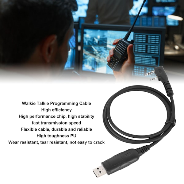 1M USB-programmeringkabel Fleksibel Stabil Forbindelse Walkie Talkie Frekvensskrivningslinje Til Kenwood