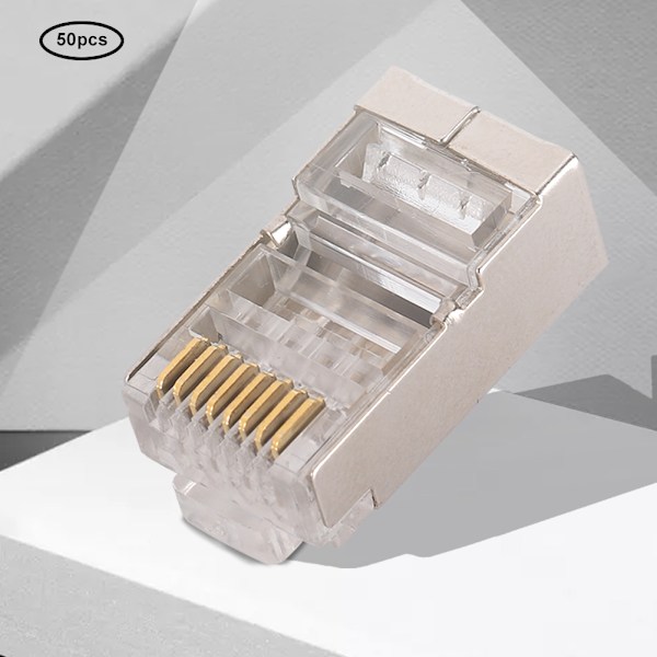 50 kpl Cat6 RJ45 -liitin Ethernet-verkkokaapeli Modulaarinen liitin 8P8C kullattu