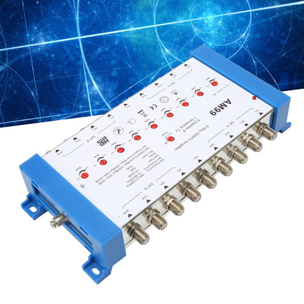 9-tie SMATV-vahvistin Ammattimainen Plug and Play -satelliitti-TV-jakaja sisäkäyttöön 100‑240V EU-pistoke
