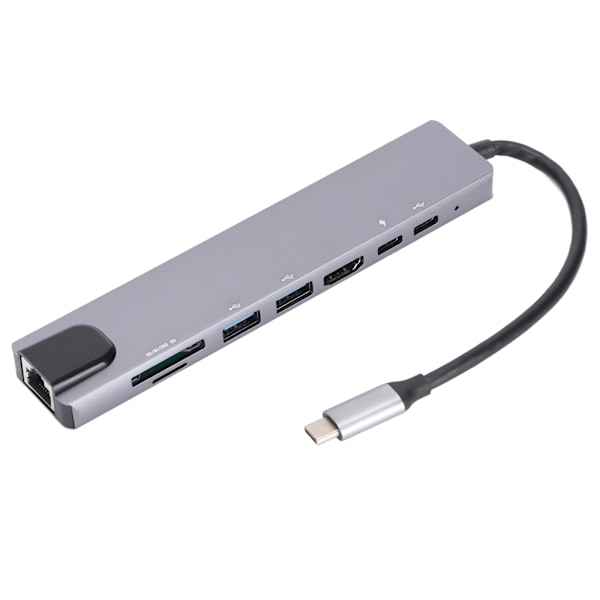 Moniporttinen USB-keskitin 8-in-1 Type C - HD Multimedia Interface USB3.0 USB C RJ45 Muistikortti USB C -keskitin