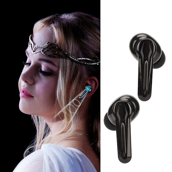 Trådlösa Bluetooth-hörlurar med pekkontroll, brusreducering, LED-digital display, stereo, vattentäta hörlurar med mikrofon