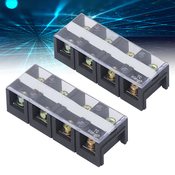 Terminal Strip Dual Rows High Current Screw Terminal Block with Cover 600V 60A 2pcs 4 Position (604)