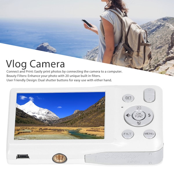 Digitalkamera 8K HD 68MP 2,7-tums skärm 16x zoom timer fotografering skönhetsfilter videoinspelning kompakt digitalkamera