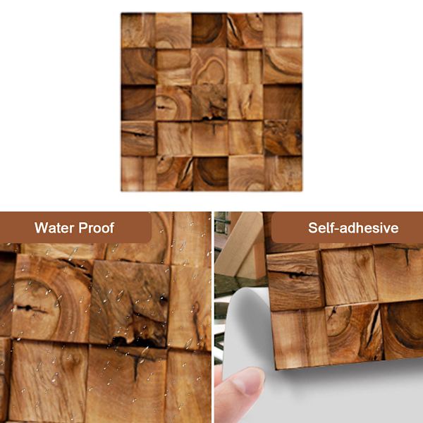 Skrell og lim fliser 20 ark  Vanntett backsplash for kjøkkenfliser klistremerker selvklebende gulvfliser PVC veggfliser DIY flisdekaler