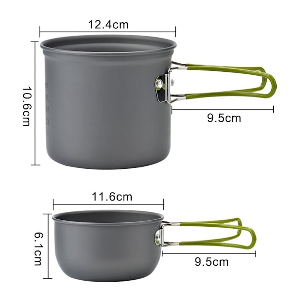 Kompakt Matlagningslösning för Utomhusbruk, Campingkokkärl Aluminiumlegering Non-Stick Gryta Panna, Lättviktig Utrymmesbesparande Design för Portabelt Backpacking Kök,