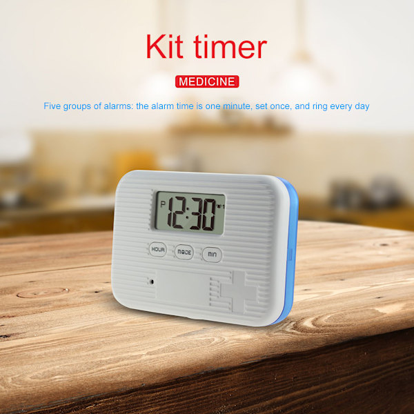 Rese-kosttillskott Vitaminhållare, Automatisk Pillerspenderare med Lättläst LCD-display, Medicineringstracker, Portabel Mini Pillerask,