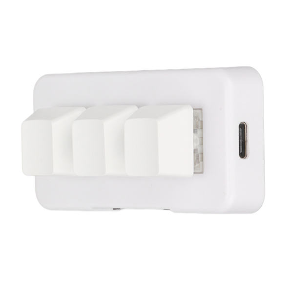 3-näppäiminen näppäimistö RGB-taustavalaistuksella, 3 näppäintä, USB-liitäntä, Mini-mekaaninen ohjelmoitava Plug and Play -makronäppäimistö tietokoneelle, valkoinen