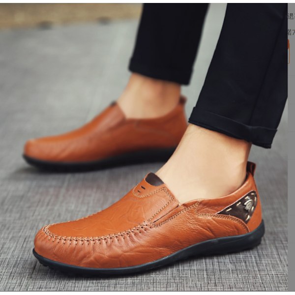 Herrloafers, Cozevdnt, naturläder, elegant design, rödbrun, 41 EU