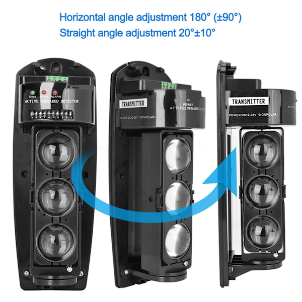 Trippelstrålelarm Fotoelektrisk Infraröd LED-detektor Säkerhetssystem ABE-200