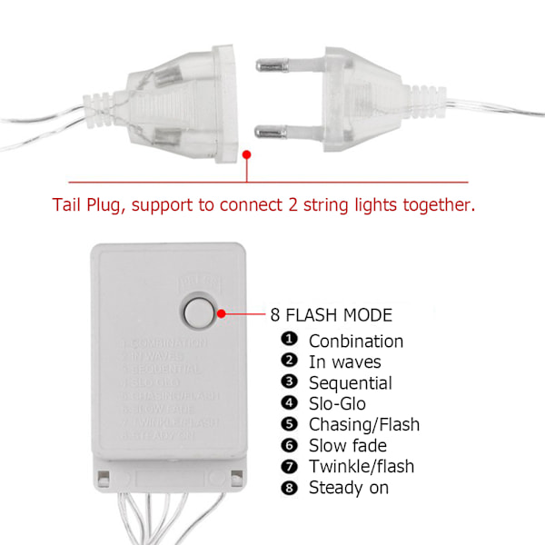 Jule LED-gardin istapplys 220V LED-fest hage scene utendørs dekorativt lys