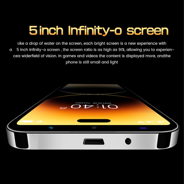 I14 Pro Max 5.0 tuuman puhelin 2 Gt RAM 16 Gt ROM tallennustila 3G verkko matkapuhelin WiFi Bluetooth 5.0 100-240V EU