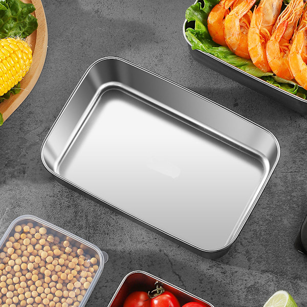 Rustfrie stål matbeholdere, matpakke lunsj Bento-boks, perfekt for kjøkkenfryser og mikrobølgeovn, rektangulær gjenbrukbar