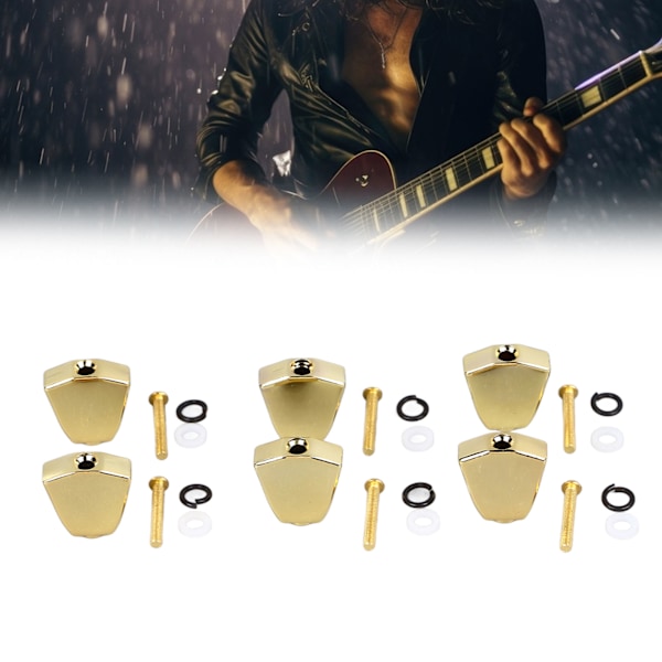 6PCS Guitar Tuner Machine Handle Tuning Key Button Head Metal Guitar Tuning Peg Button Gold