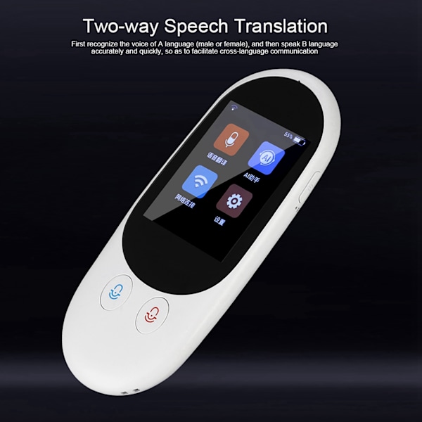 2,4-tums IPS LCD Bärbar WIFI Smart Röst Global Dialekt Resa Realtidsöversättare