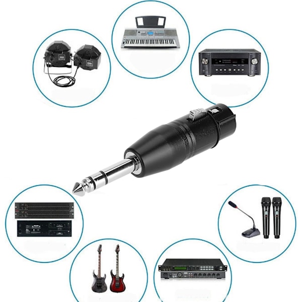 2 st zinklegering 6,35 mm till XLR hane hona plugg stereo plugg ljudkontakt högtalaradapter