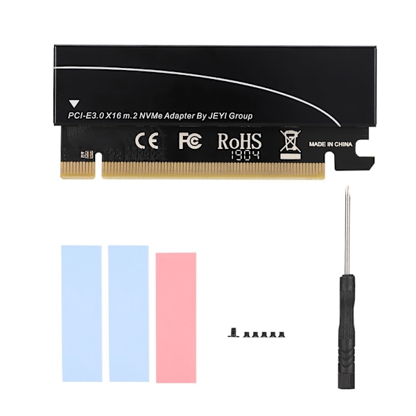 NVME M.2 til PCIE3.0 Udvidelsesadapter Riser-kort med Silica Gel Køleplader (Sort)