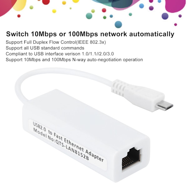 Verkkokorttisovitin Micro USB - RJ45 Ethernet-portti Raspberry Pi Zero 1.3/W -emolevylle