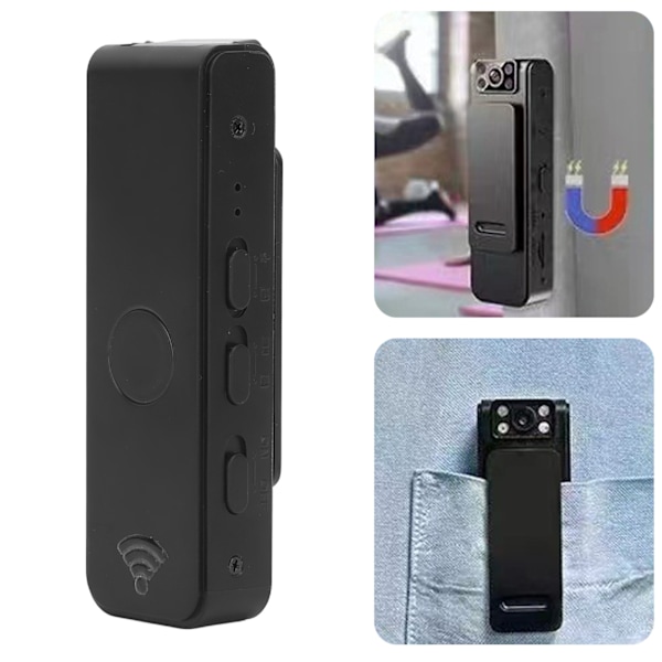 Wearable Camera 1080P WiFi Night Vision Wide Angle Back Clip Back Magnet Pocket Camera for Meeting Home Outdoor