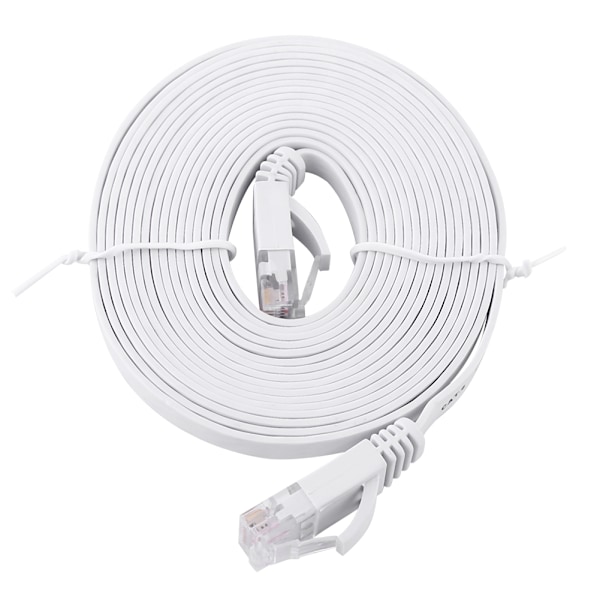 RJ45 CAT6 Ethernet Nätverk Platt LAN-kabel UTP Patch Router-kablar 1000M Vit 3 meter