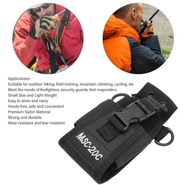 Walkie Talkie Holder - Letvægts bærbar universel nylon radiohylster til 2-vejs radio MSC 20C