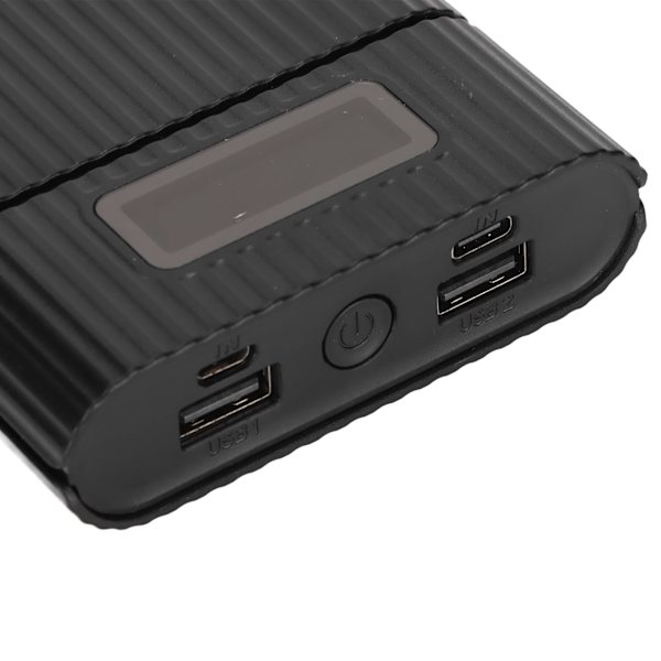 M09B 4x18650 Batterilagringsbox Micro Typ C Ingångsport Bärbar DIY Power Bank KitSvart