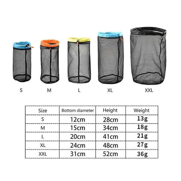 GETIT Golfballer Bag Polyester Mesh Bag Kompatibel med oppbevaring Reise og sport Polyester Mesh Snørepose Vaskepose Mesh Stuff Sacks Grå