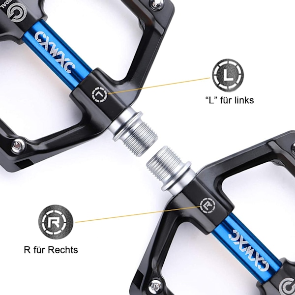 Halkfria pedaler i aluminiumlegering, bred plattform för optimalt stöd, lättviktsdesign för alla cyklar inklusive MTB och landsvägscykel, förseglat lager
