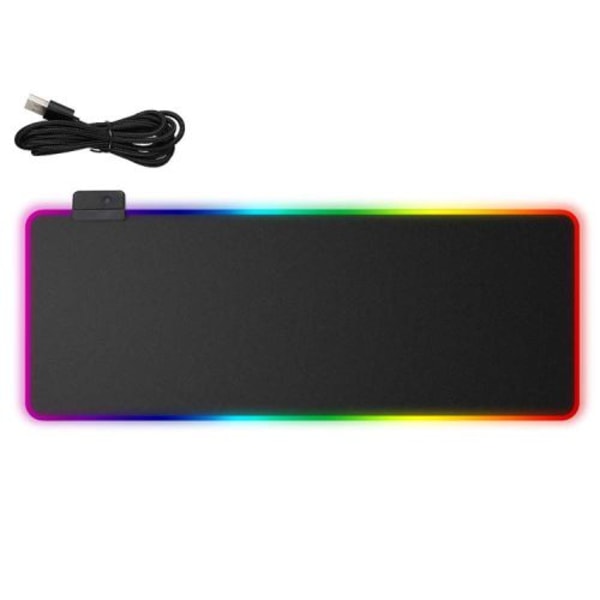 Tangentbordmatta för PC-laptop för gamers, extra storlek, ultra-blank fiber-yta med LED-bakgrundsbelysning, högkvalitativ naturgummibas, touchkontroll för