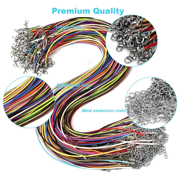 Assorterade Färger Vaxad Halsband Armband Snöre För Smyckestillverkning, Premium Material Läder Halsband Snöre Med Justerbar Längd Och Karbinhake