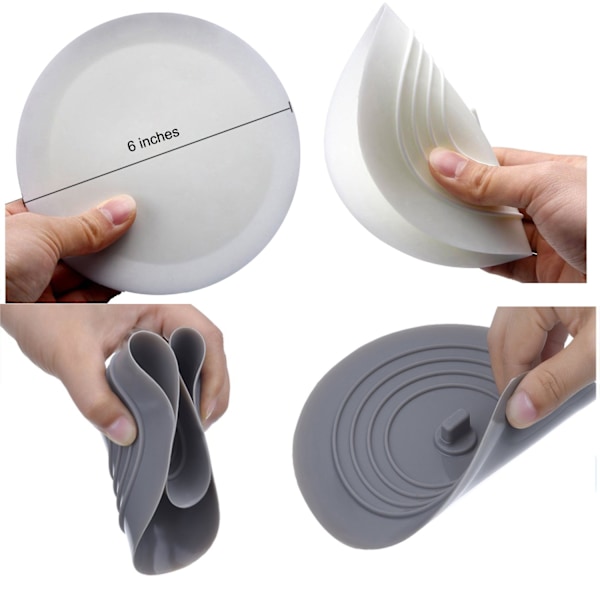 Badpropp, 6 tum stort silikonbadkarspropp avloppsplugg handfat håravloppsfångare platt suglock för kök badrum och tvättstuga (2-pack,