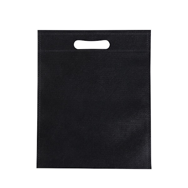 50 st Die Cut Icke-vävda väskor Eco Friendly Platta mun Tote väskor Icke-vävda tyg Kläder väskor Svart 25x35cm/9.8x13.8in