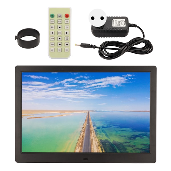 15,6 tums LCD Digital Fotoram HD 1920x1080 Stor Lagring Elektronisk Bildram Svart 100‑240V EU-kontakt