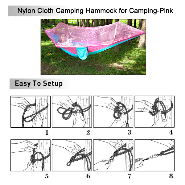 Campingkompis: Högfibrig Andningsbar Fallskärmsnylon Bärbar Hängmatta med Inbyggt Insektsnät, Snabbtorkande, För Utomhusäventyr