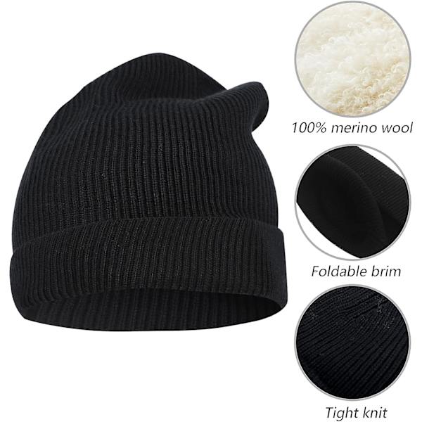 Strikhue Hat 100% Merinould Unisex Varme Vinterhuer Bløde,