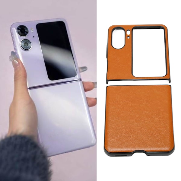 Foldbar skærm telefonetui Trendy behageligt telefonbeskyttende cover til Oppo Find N2 Flip Brun