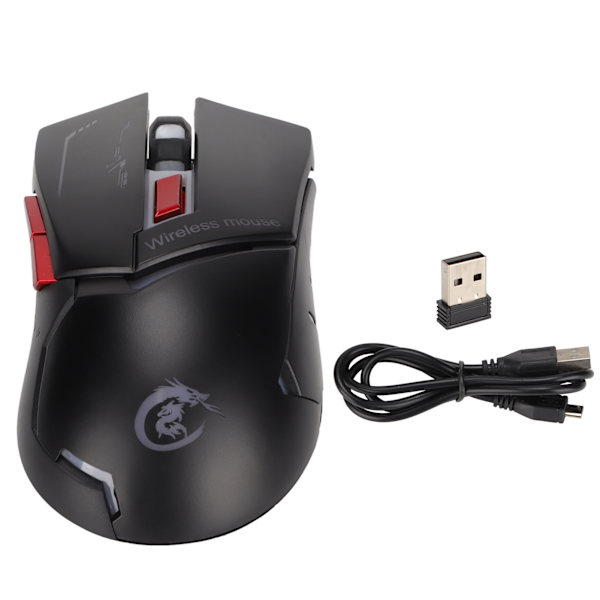 2.4G trådløs mus ergonomisk spillmus tre DPI justerbar USB-lading 2.4G mus med USB-mottaker for datamaskin